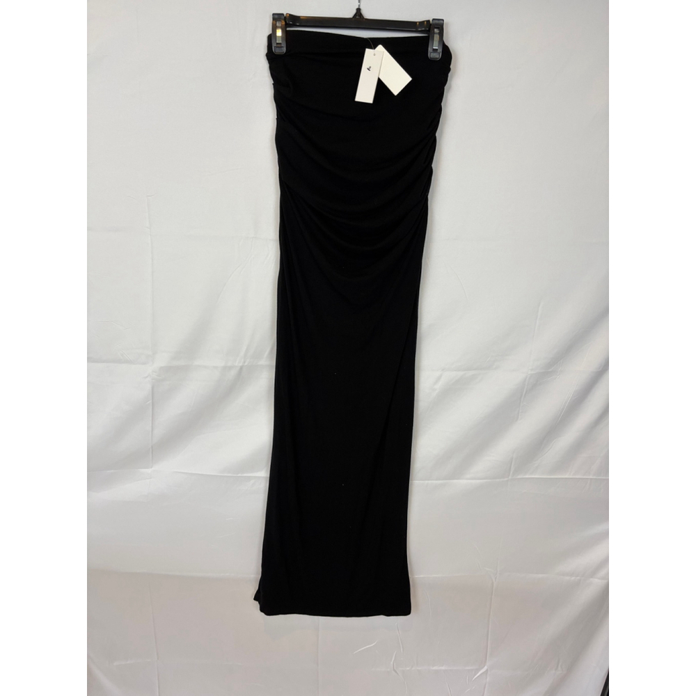 naked wardrobe Black Ruched Midi Skirt